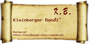 Kleinberger Benő névjegykártya